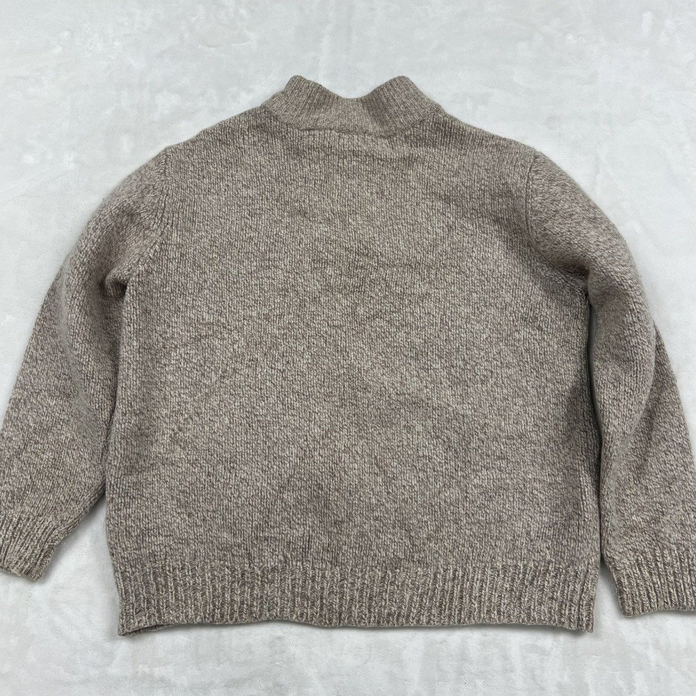 L.L. Bean Mock Neck Sweater Mens L Brown 100% Lambswool Button Pullover Marled - Picture 4 of 7